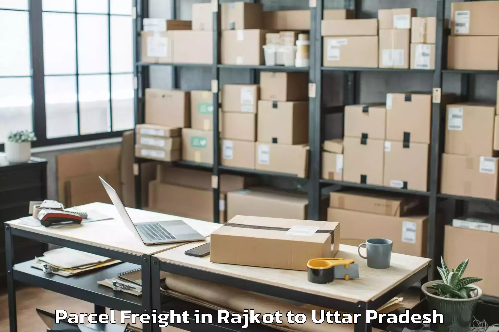 Top Rajkot to Safipur Parcel Freight Available